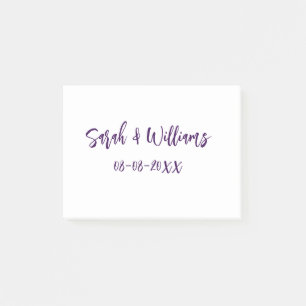 Post-it® couple de mariages. Nom date violet simple mo mini