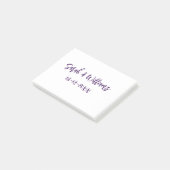 Post-it® couple de mariages. Nom date violet simple mo mini (Incliné)
