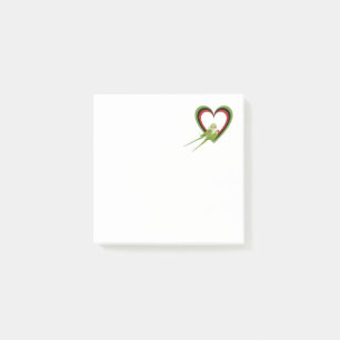 Post-it® Couple de perroquets devant des cœurs