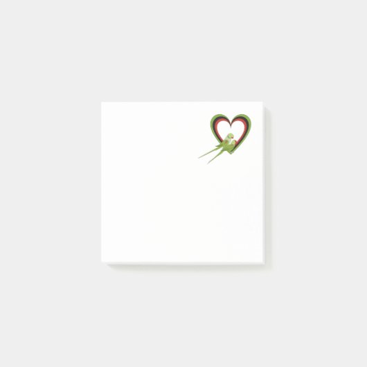 Post-it® Couple de perroquets devant des cœurs (Devant)