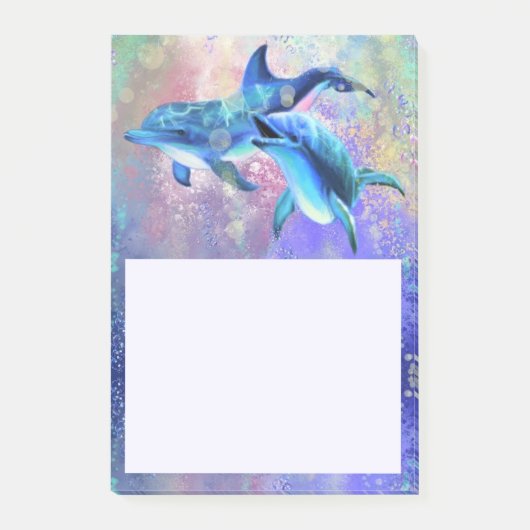 Post-it® Couple Dolphins Stick Notes (Devant)