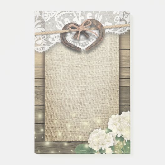 Post-it® Couple Horseshoe Dentelle Coeur Hydrangea Mariage (Devant)