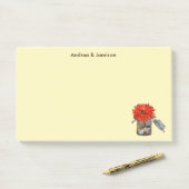 Post-it® Couple Noms Fleur orange dans Mason Jar (Sur un bureau)