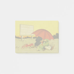 Post-it® Couple romantique vintage s'embrassant sous un par