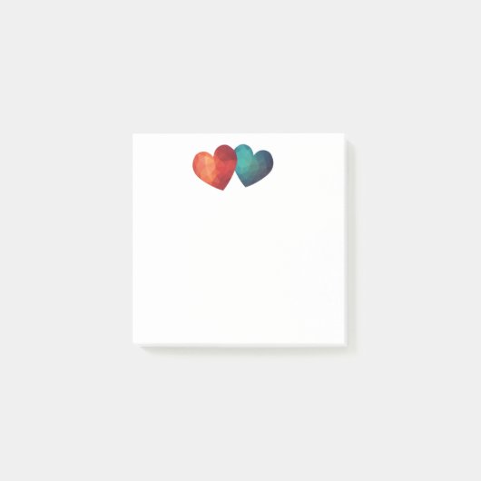 Post-it® Couples modernes de coeurs rouges et bleus (Devant)