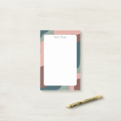 Post-it® Courbe rose vert CUSTOM Chic Monogramme Personnali (Sur un bureau)