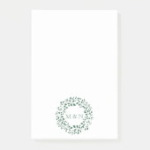Post-it® Couronne d'aquarelle feuille verte | Mariage de mo (Devant)