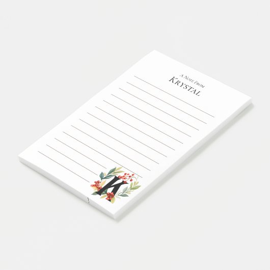 Post-it® Couronne de monogramme K initial aligné (Incliné)