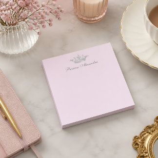 Post-it® Couronne de princesse vintage rose et grise nom pe