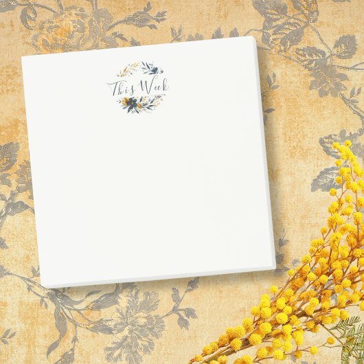 Post-it® Couronne florale personnalisable Navy et Or Classi
