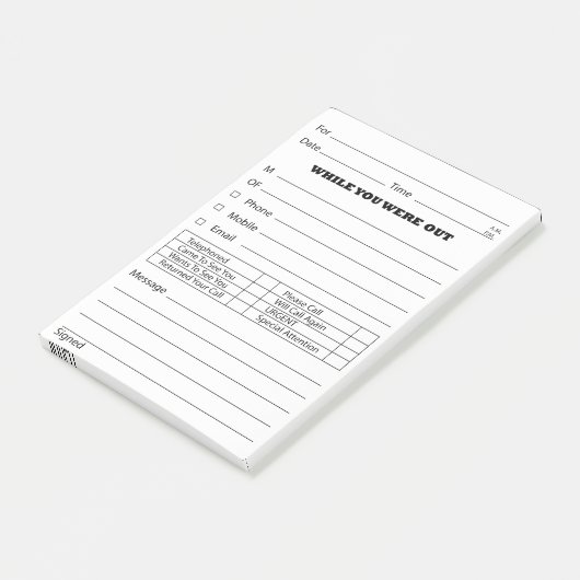 Post-it® Courrier de message téléphonique il est (Incliné)