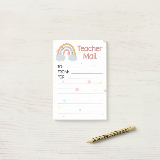 Post-it® Courrier d'enseignant Rainbow moderne (Sur un bureau)