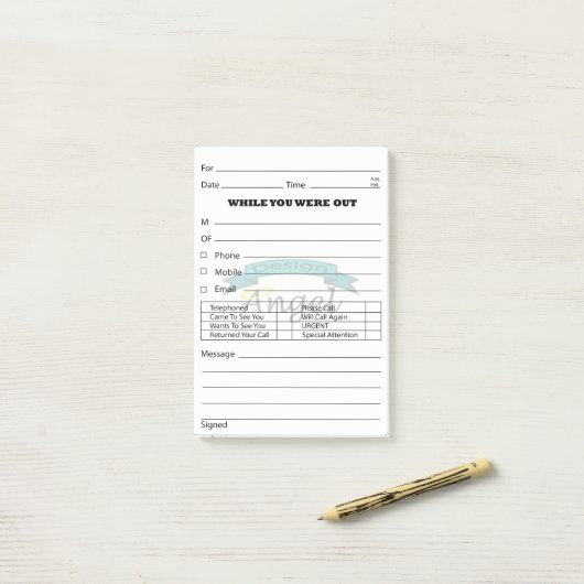 Post-it® Courrier fait sur commande de message téléphonique (Sur un bureau)