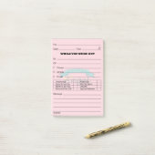 Post-it® Courrier fait sur commande rose de message (Sur un bureau)