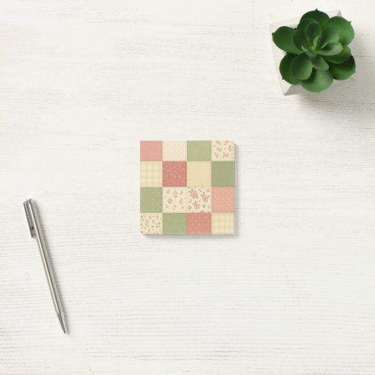 Post-it® Courtepoint Patchwork Vert Rose Fleurie Maison de  (Bureau)