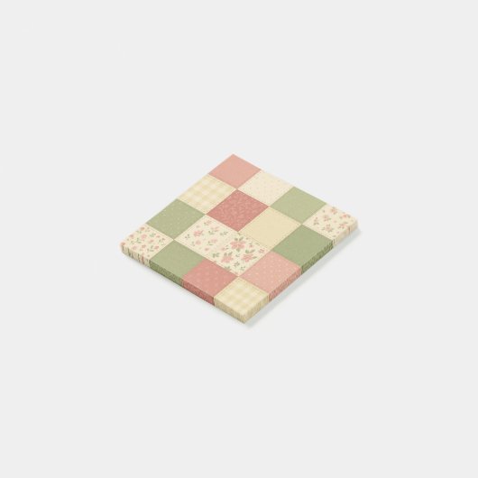 Post-it® Courtepoint Patchwork Vert Rose Fleurie Maison de (Incliné)