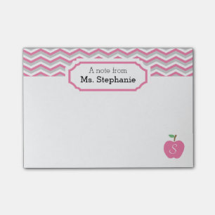 Post-it® Coute Pink Chevron Apple Monogramme Note de l'ense