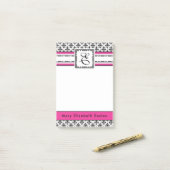 Post-it® Coutume noire et blanche de damassé de roses (Sur un bureau)