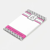 Post-it® Coutume noire et blanche de damassé de roses (Incliné)