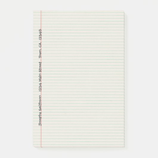 Post-it® Coutume rayée de papier de classeur de carnet (Devant)