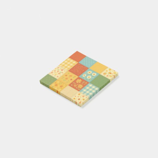 Post-it® Couverture Patchwork Jaune Fleurie Maison de Campa (Incliné)
