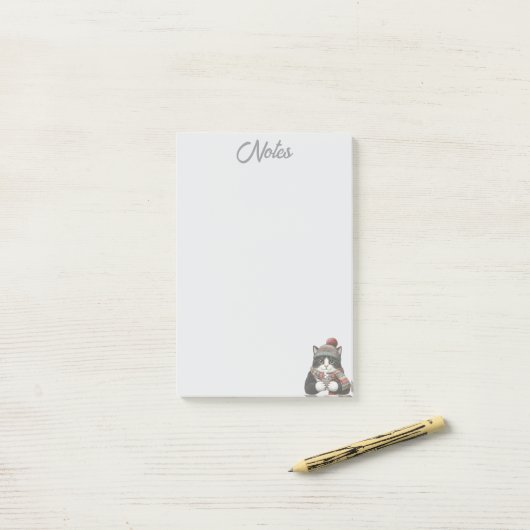 Post-it® Cozy Winter Cat Notes (Sur un bureau)