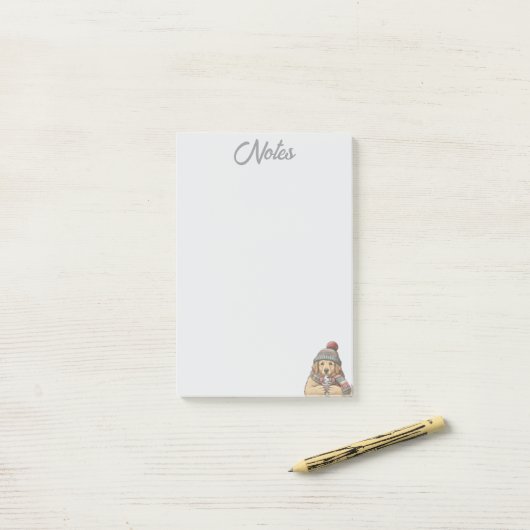 Post-it® Cozy Winter Dog Notes (Sur un bureau)