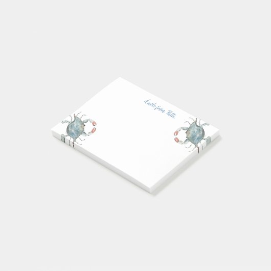 Post-it® Crabe bleu aquarelle (Incliné)