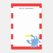 Post-it® Crabe bleu marine rouge Personnalisé (Devant)