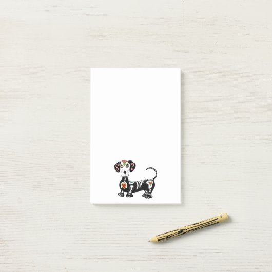 Post-it® Crâne à sucre Dachshund (Sur un bureau)