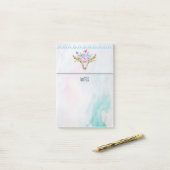 Post-it® Crâne animal Boho avec papillons et fleurs (Sur un bureau)