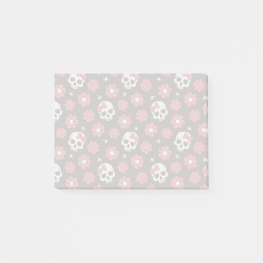 Post-it® Crâne de goth floral de la tangerine (Devant)
