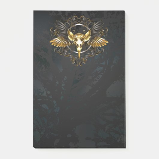Post-it® Crâne d'oiseaux dorés sur arrière - plan noir (Devant)