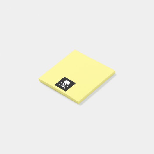 Post-it® Crâne en os Plaques de notes jaune noir (Incliné)