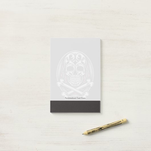 Post-it® Crâne et os croisés (Sur un bureau)