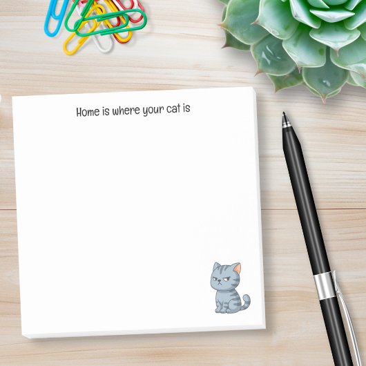 Post-it® Cranky Grey Tabby Cat Custom Text