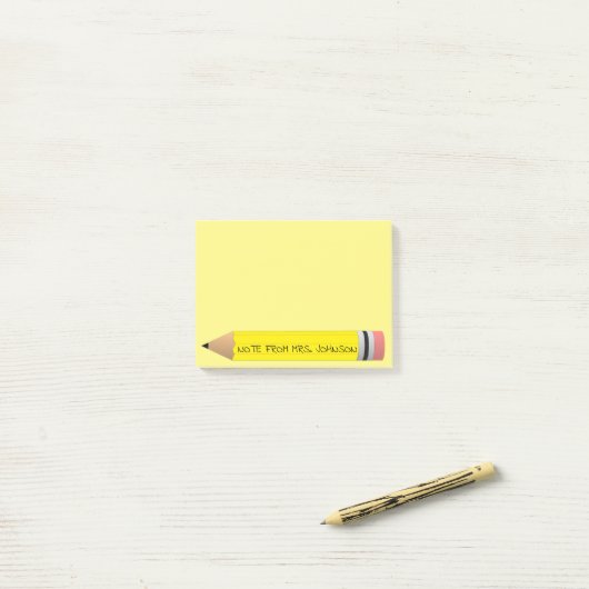 Post-it® Crayon jaune (Sur un bureau)
