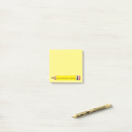 Post-it® Crayon jaune (Sur un bureau)