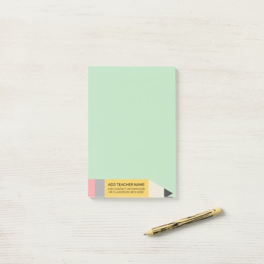 Post-it® Crayon moderne avec informations sur l'enseignant  (Sur un bureau)