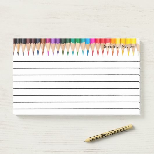 Post-it® Crayons colorés monographiés (Sur un bureau)