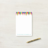 Post-it® Crayons d'arc-en-ciel de cascade (Sur un bureau)
