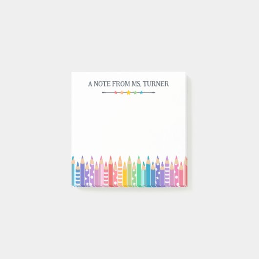 Post-it® Crayons de couleur amusants Note de l'enseignant d (Devant)