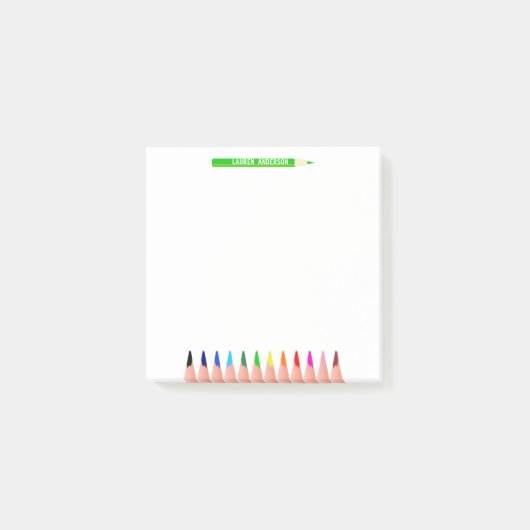 Post-it® Crayons de couleur de nom d'enseignant personnalis (Devant)