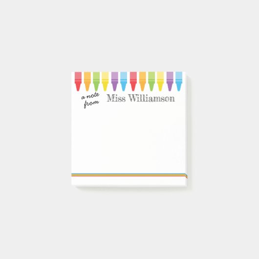 Post-it® Crayons mignons personnalisés Professeur Retour à  (Devant)