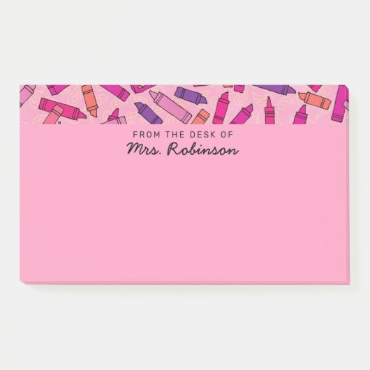 Post-it® Crayons rose mignon Professeur du bureau de 10x6 (Devant)