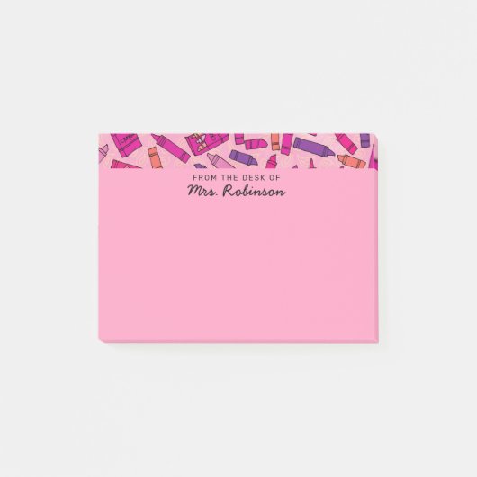 Post-it® Crayons rose mignon Professeur du bureau de 4x3 (Devant)