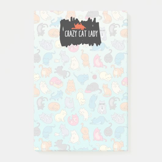 Post-it® Crazy Cat Lady Cute et Playay Cat Motif (Devant)