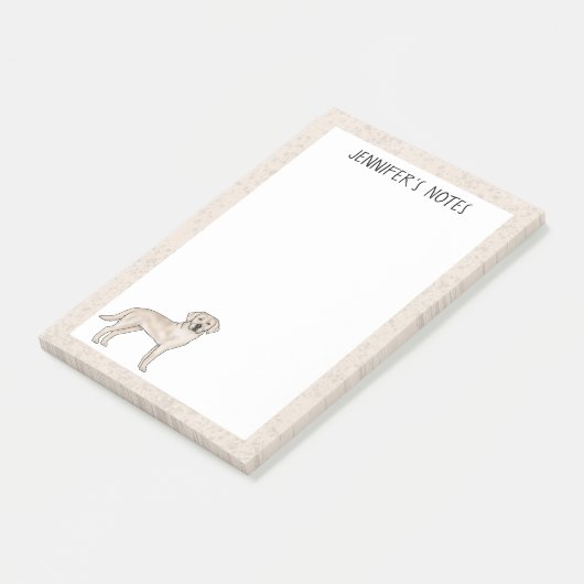 Post-it® Cream Labrador Retriever Lab Chien Nom personnalis (Incliné)