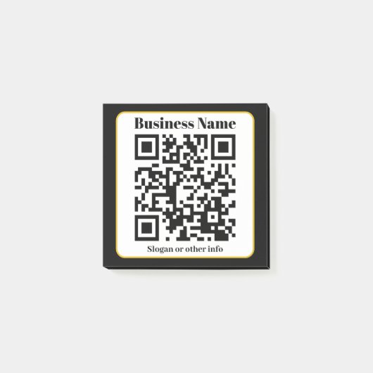 Post-it® Create Your Own QR Code | Black White Gold Border (Devant)