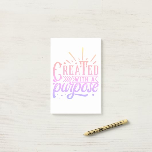 Post-it® Créé avec un but (Sur un bureau)